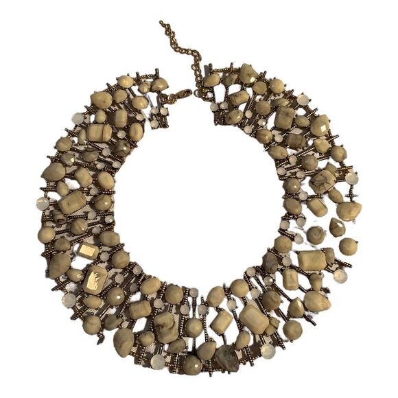 Sophia + Kate Collection Women’s Gemstone Collar Necklace Ivory And Gold. - Picture 8 of 16
